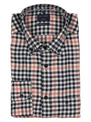OLYMP Koszula "Casual" - Regular fit - w kolorze czarno-pomarańczowym rozmiar: L. Czarne koszule męskie Olymp, l, bez wzorów, z bawełny, bez kołnierzyka, bez ramiączek. Za 61.46 zł.