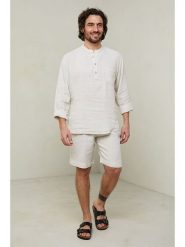 Lin Passion Koszula w kolorze kremowym rozmiar: XL/XXL. Brązowe koszule męskie Lin Passion, xl, bez wzorów, z bawełny, bez kołnierzyka, bez ramiączek. Za 123.25 zł.