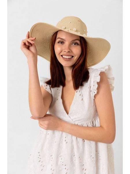 Lucky Bees Kapelusz przeciwsłoneczny w kolorze kremowym rozmiar: onesize. Brązowe kapelusze damskie Lucky Bees, bez wzorów, z materiału. Za 145.94 zł.