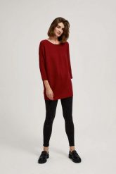 Sweter typu nietoperz bordowy. Czerwone swetry klasyczne damskie MOODO, l, z poliamidu, bez kołnierzyka. W wyprzedaży za 27.99 zł.