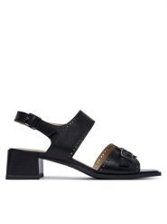 Caprice Sandały 9-28204-46 Czarny. Czarne sandały damskie Caprice, bez wzorów, ze skóry, bez obcasa, na słupku. Za 233.99 zł.