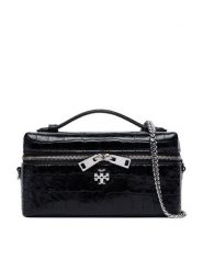 Tory Burch Torebka Charlie Embossed 185868 Czarny. Czarne torebki klasyczne damskie Tory Burch, bez wzorów, ze skóry, bez dodatków. Za 2,759.00 zł.