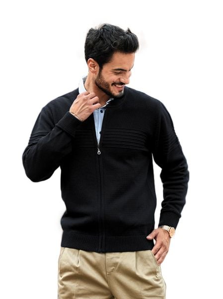 Czarny rozpinany sweter męski kardigan SL13 Lukas. Czarne kardigany męskie M. Lasota - polski producent, m, bez wzorów, z bawełny, casualowe, bez kołnierzyka. Za 288.00 zł.