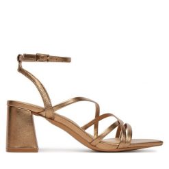 Sandały Aldo. Żółte sandały damskie Aldo, bez wzorów, bez obcasa, na słupku. Za 359.99 zł.