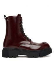 Calvin Klein Trapery Tronchetto Allacciato V4A5-83132-1453 Bordowy. Czerwone kozaki dziewczęce CALVIN KLEIN, bez wzorów, ze skóry, bez obcasa. Za 499.99 zł.