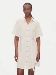 Vero Moda Sukienka koszulowa Thea 10333791 Beżowy Loose Fit. Brązowe sukienki damskie Vero Moda, xl, bez wzorów, ze lnu, bez kołnierzyka, bez ramiączek, koszulowe. Za 139.99 zł.
