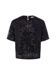 Marie Lund koszulka z cekinami Kobiety czarny, XS. Czarne t-shirty damskie Marie Lund, xs, bez wzorów, bez kołnierzyka. Za 299.95 zł.