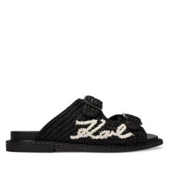 Klapki KARL LAGERFELD. Czarne klapki damskie Karl Lagerfeld, bez wzorów, bez obcasa. Za 737.99 zł.