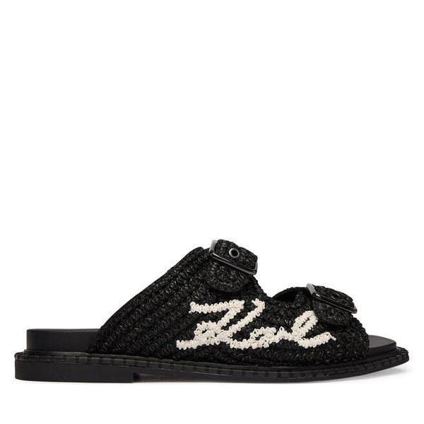 Klapki KARL LAGERFELD. Czarne klapki damskie Karl Lagerfeld, bez wzorów, bez obcasa. Za 737.99 zł.