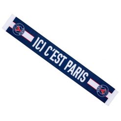 Paris Saint Germain szalik kibica scarf wielokolorowy. Niebieskie szaliki męskie PSG, bez wzorów. Za 99.00 zł.