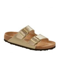 Birkenstock Klapki "Arizona" w kolorze złotym rozmiar: 35. Żółte klapki damskie Birkenstock, bez wzorów, bez obcasa. Za 276.95 zł.