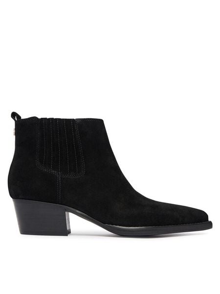 Guess Sztyblety FLTWYI SUE10 Czarny. Czarne botki damskie Guess, ze skóry, bez obcasa, na słupku, bez zapięcia. Za 674.99 zł.