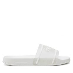 Klapki Pepe Jeans. Białe klapki damskie Pepe Jeans, bez wzorów, z jeansu, bez obcasa. Za 149.99 zł.