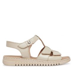 Sandały Caprice. Białe sandały damskie Caprice, bez wzorów, bez obcasa, na płaskiej podeszwie. Za 289.99 zł.