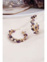 Pierres delicates Pozłacane kolczyki-półkreole z ametystami rozmiar: onesize. Różowe kolczyki damskie Pierres delicates, z ametystem, pozłacane. Za 91.34 zł.