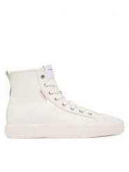 Calvin Klein Trampki Vulc Lace Up Hightop Lth HW0HW03076 Biały. Białe trampki i tenisówki damskie CALVIN KLEIN, bez wzorów, ze skóry. Za 409.99 zł.