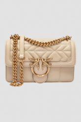 PINKO Beżowa torebka Love One Mini DC. Brązowe torebki klasyczne damskie Pinko, bez wzorów, ze skóry, bez dodatków. W wyprzedaży za 1,279.99 zł.