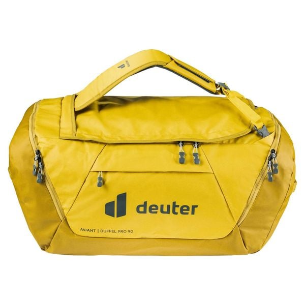 Torba podróżna plecak Deuter Aviant Duffel Pro 90 L składana. Żółte plecaki męskie Deuter, bez wzorów, z materiału. Za 677.20 zł.