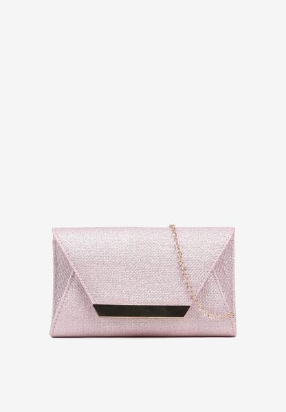 Różowa Wieczorowa Torebka Kopertówka Zdobiona Aplikacją i Łańcuszkiem Miliorra. Czerwone torebki wieczorowe Renee, z aplikacjami, z jeansu, eleganckie, bez kołnierzyka, bez ramiączek. Za 69.99 zł.