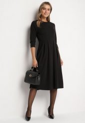 Czarna Rozkloszowana Sukienka Ozdobiona Przeszyciami Reamira. Czarne sukienki damskie Born2be, na co dzień, m, bez wzorów, eleganckie, bez kołnierzyka, bez ramiączek, midi, rozkloszowane. W wyprzedaży za 95.99 zł.