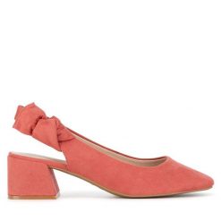 Sandały Clara Barson. Czerwone sandały damskie Clara Barson, bez wzorów, bez obcasa, na słupku. Za 79.99 zł.