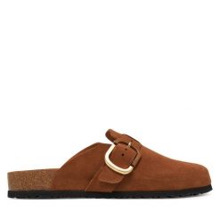 Klapki Tamaris. Brązowe klapki damskie Tamaris, bez wzorów, bez obcasa. Za 269.99 zł.
