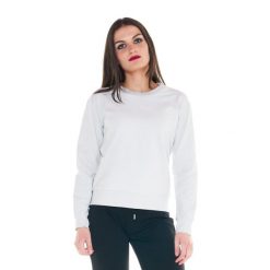 Bluza z bawełna z ściągacze na co dzień na siłownię. Białe bluzy bez kaptura damskie LEONE 1947 APPAREL, z bawełny. Za 151.56 zł.