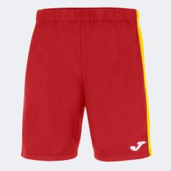 Spodenki do piłki nożnej męskie Joma Maxi. Czerwone szorty męskie Joma, z materiału, bez kołnierzyka. Za 60.24 zł.