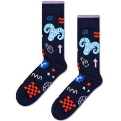Skarpety Happy Socks Aries Kolor Niebieski. Niebieskie skarpetki damskie Happy Socks, bez wzorów. Za 68.45 zł.