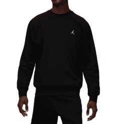 Bluza sportowa męska Nike Air Jordan. Czarne bluzy bez kaptura męskie Jordan, bez wzorów, z bawełny, eleganckie, bez kołnierzyka, bez ramiączek. Za 399.99 zł.