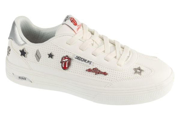 Buty sportowe Sneakersy damskie, Arch Fit Arcade - Rolling Stones. Białe buty sportowe na co dzień damskie Skechers, bez wzorów, z materiału, trekkingowe. Za 379.99 zł.