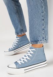 Jasnoniebieskie Klasyczne Trampki za Kostkę Sateli. Niebieskie trampki i tenisówki damskie Born2be, bez wzorów, za kostkę. Za 79.99 zł.