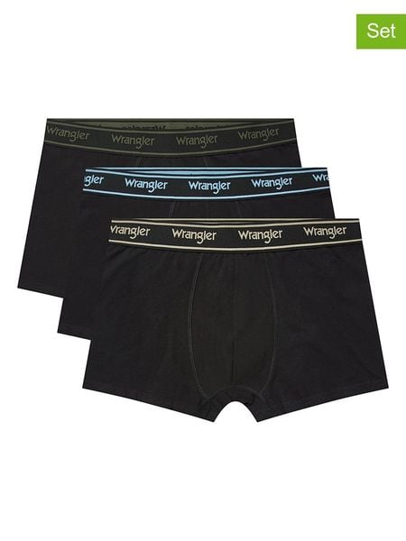 Wrangler Bokserki (3 pary) "Odwin" w kolorze czarnym rozmiar: S. Czarne bokserki męskie Wrangler, bez wzorów. Za 70.24 zł.