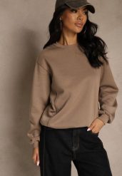 Ciemnobeżowa Bluza z Bawełną i Przeszyciami przy Dekolcie Fezanna. Brązowe bluzy bez kaptura damskie Renee, l, bez wzorów, z bawełny, bez ramiączek, bez kaptura. Za 59.99 zł.