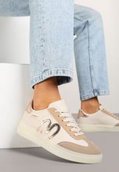 Ciemnobeżowe Sneakersy Klasyczne Tenisówki z Abstrakcyjną Aplikacją Ailinne. Brązowe trampki i tenisówki damskie Renee, z aplikacjami, z jeansu. Za 74.99 zł.