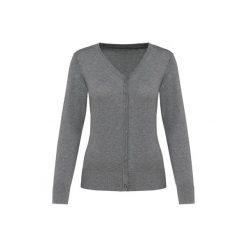 Damski kardigan z suprimy Kariban Premium. Szare kardigany damskie KARIBAN, bez wzorów, z bawełny. Za 220.00 zł.