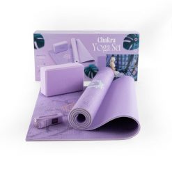 Zestaw do jogi myga Chakra Yoga Set: mata, klocek, pasek. Fioletowe paski męskie Myga, bez wzorów, z materiału, eleganckie. Za 159.99 zł.