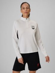 4F Bluza piłkarska regular szybkoschnąca damska - biała M. Białe bluzy bez kaptura damskie 4f, m. Za 169.99 zł.