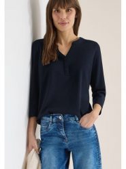 Cecil Koszulka w kolorze granatowym rozmiar: XL. Niebieskie bluzki damskie Cecil, xl, bez wzorów, bez kołnierzyka, bez ramiączek. Za 83.42 zł.