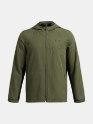 Kurtka Under Armour UA B Rival Wvn. Zielone kurtki męskie Under Armour, bez wzorów, z materiału, z kapturem. Za 252.38 zł.
