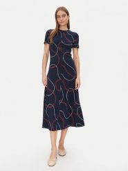 Tommy Hilfiger Sukienka codzienna Modern F&F Midi Dress WW0WW44547 Granatowy Regular Fit. Niebieskie sukienki damskie Tommy Hilfiger, na co dzień, s, bez wzorów, z bawełny, bez kołnierzyka, bez ramiączek, midi, proste. Za 459.99 zł.