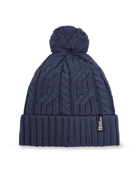 Jack Wolfskin Czapka Pompom 1905092 Granatowy. Niebieskie czapki zimowe damskie Jack Wolfskin, z materiału. Za 169.99 zł.