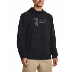 Bluza na co dzień męska UNDER ARMOUR z kapturem. Czarne bluzy sportowe męskie Under Armour, bez wzorów, sportowe, bez kołnierzyka, bez ramiączek. Za 289.00 zł.
