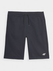 4F Spodenki casual męskie - granatowe L. Niebieskie szorty męskie 4f, z bawełny, bez kołnierzyka. Za 99.99 zł.
