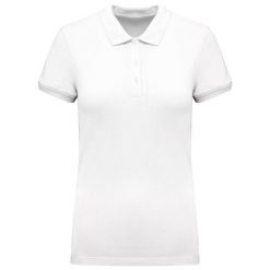 Damska koszulka polo pique Kariban. Białe bluzki damskie KARIBAN, bez wzorów, z bawełny, bez kołnierzyka, bez ramiączek. Za 206.00 zł.