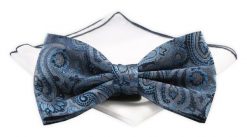 Mucha Męska z Białą Poszetką - Chattier - Niebieska z Popielem. Niebieskie krawaty i muchy męskie Chattier, bez wzorów, z poliesteru, eleganckie. Za 59.00 zł.