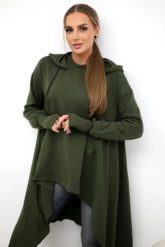 Bluza rozkloszowana u dołu khaki. Brązowe bluzy z kapturem damskie KESI, l, z bawełny. Za 238.37 zł.