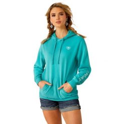 Bluza damska z kapturem Ariat Logo 2.0. Niebieskie bluzy z kapturem damskie Ariat, s, ze skóry. Za 315.50 zł.