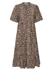 JDY Sukienka w kolorze jasnobrązowo-czarnym rozmiar: S. Brązowe sukienki damskie JDY, na imprezę, s, bez wzorów, z włókna, bez kołnierzyka, bez ramiączek, midi, rozkloszowane. Za 78.66 zł.