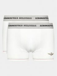 Aeronautica Militare Komplet 2 par bokserek AM1UBX003 Biały. Białe bokserki męskie AERONAUTICA MILITARE, bez wzorów, z bawełny. Za 89.99 zł.